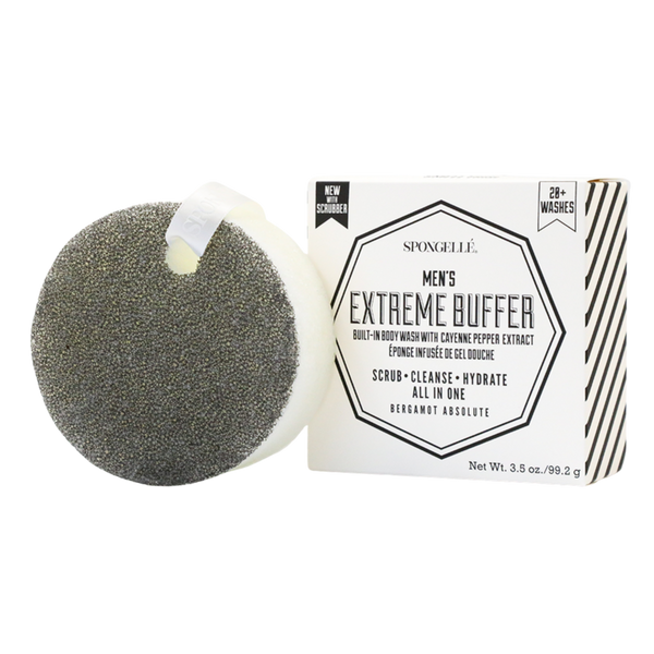 SPONGELLE Men's Extreme Buffer Bergamot Absolute Body Wash Infused Exfoliating Body Scrubber 20+ Use #1