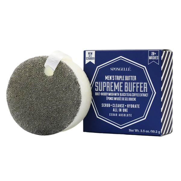 SPONGELLE Men's Supreme Buffer Cedar Absolute Body Wash Infused Exfoliating Body Scrubber 20+ Washes #1