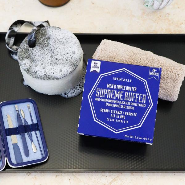 SPONGELLE Spongellé Supreme Cedar Absolute Men's Body Buffer | Body Wash Infused Buffer #4