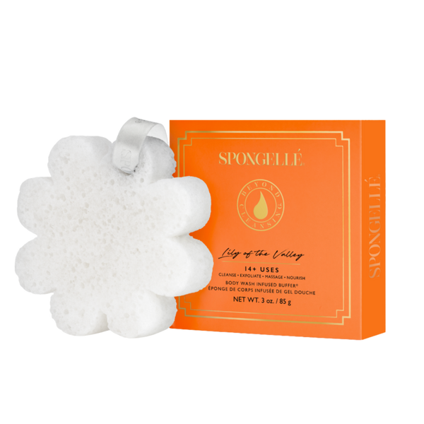 SPONGELLE Daisy Collection Boxed Flower Lily Of The Valley Shower Gel Infused Bath Sponge #1