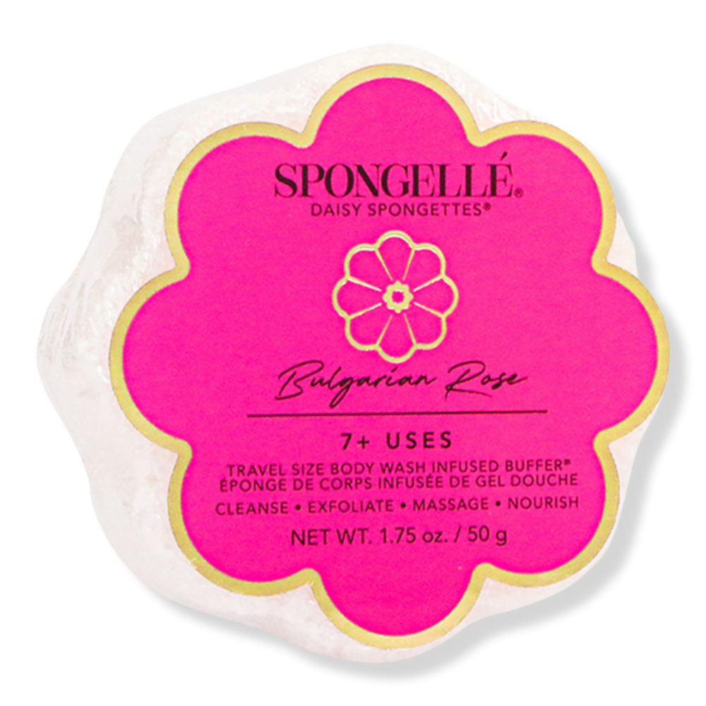 SPONGELLE Bulgarian Rose Daisy Spongette Built-In Body Wash & Bath Scrubber Travel Size 7+ Uses