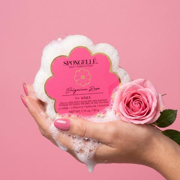 SPONGELLE Spongellé Bulgarian Rose Daisy Spongette | Travel Body Wash Infused Buffer #3