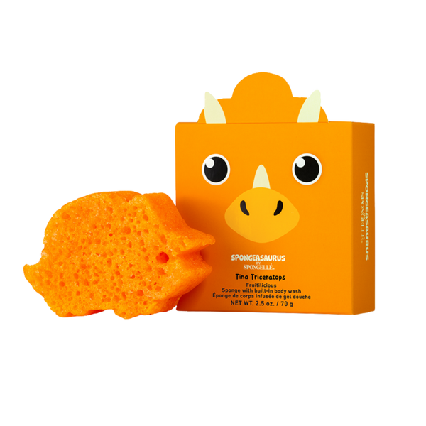 SPONGELLE Spongeasaurus Tina Triceratops Kids Body Wash Infused Shower Loofah Baby Essentials #1