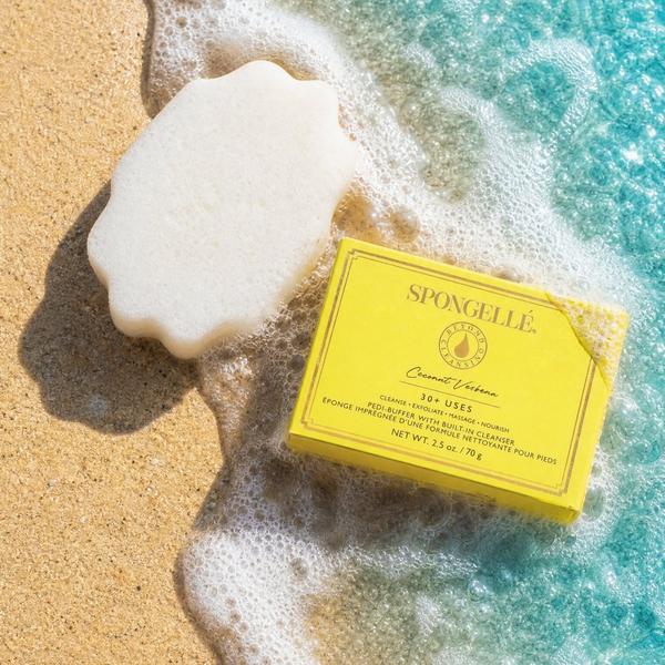 SPONGELLE Coconut Verbena Pedi Buffer | Exfoliating Foot Scrub & Cleanser #4