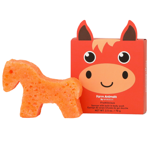 SPONGELLE Farm Animals Henry Horse Body Wash Infused Bath & Shower Loofah for Kids Baby Essentials #1