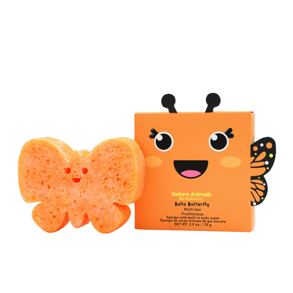 SPONGELLE Nature Animals Bella Butterfly Body Wash Infused Bath & Shower Loofah for Kids & Baby #1