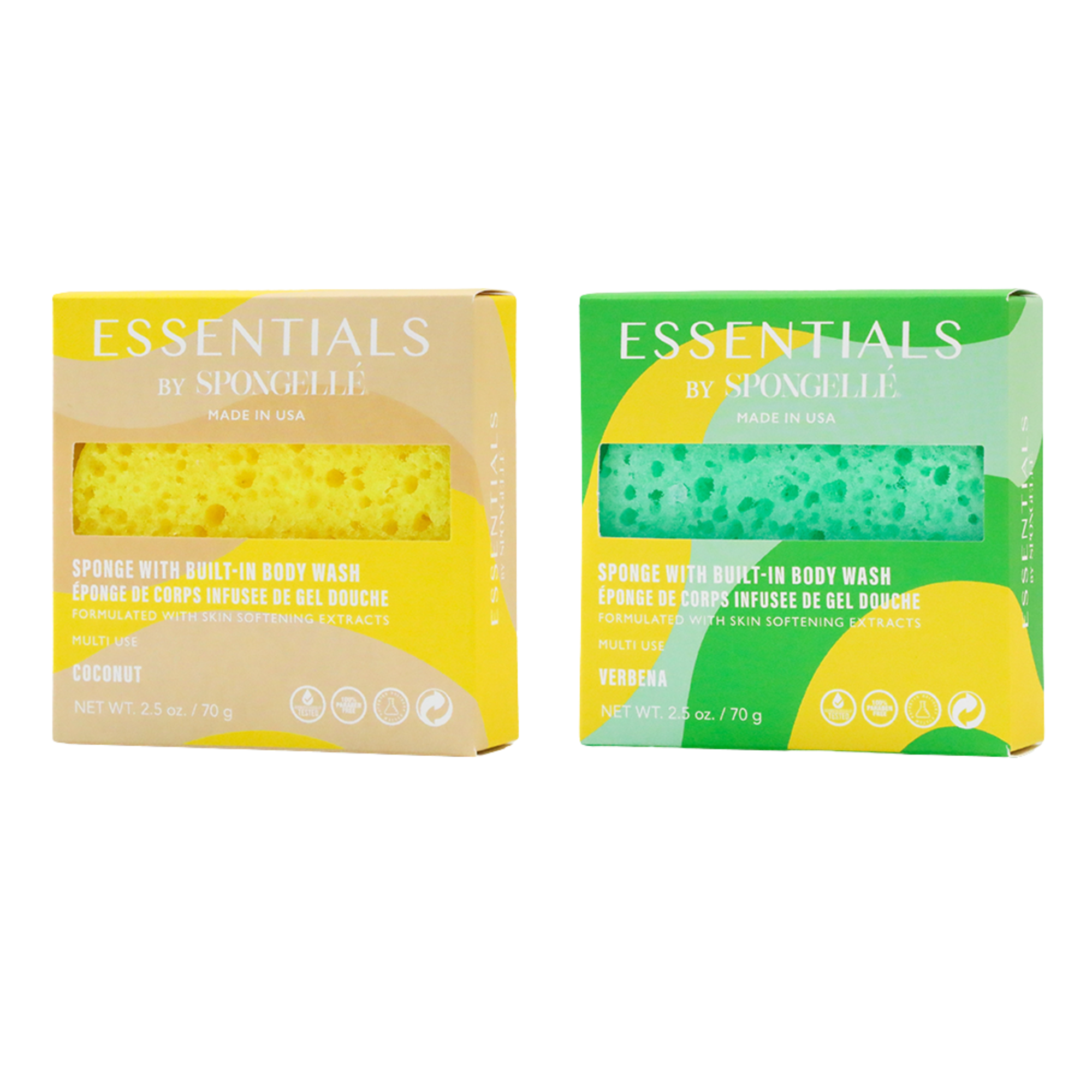 SPONGELLE Essentials by Spongelle Tropical Bundle Coconut & Verbena Shower Gel Infused Bath Sponges #1