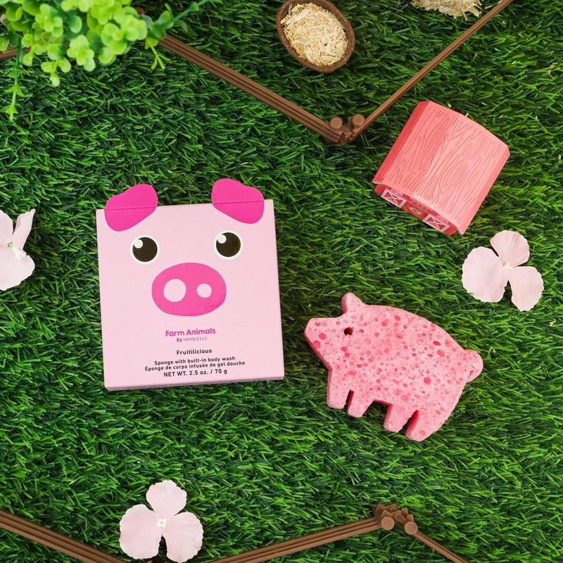 SPONGELLE - Peggy Pig Farm Animals Body Buffer | Kids Body Wash