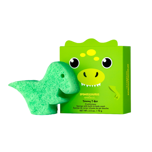 SPONGELLE Spongeasaurus Tommy T-Rex Kids Body Wash Infused Shower Loofah Baby Essentials Bath Sponge #1