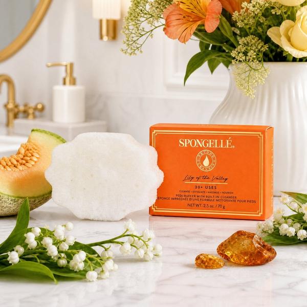 SPONGELLE Lily of the Valley Pedi Buffer | Exfoliating Foot Scrub & Cleanser #4