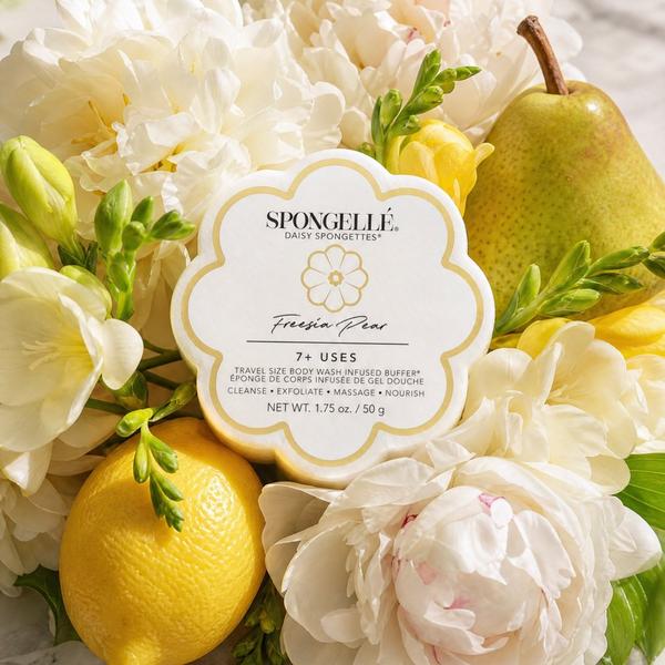 SPONGELLE Spongellé Freesia Pear Daisy Spongette | Travel Body Wash Infused Buffer #3