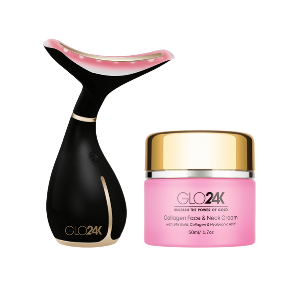 Glo24k Neck & Face LED Beauty Massager + Collagen Neck Cream #1