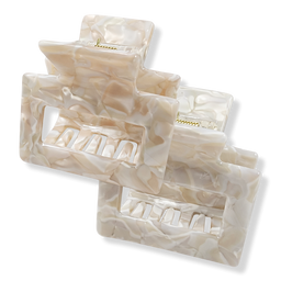 Pink Pewter Square Marbled Claw Hair Clips