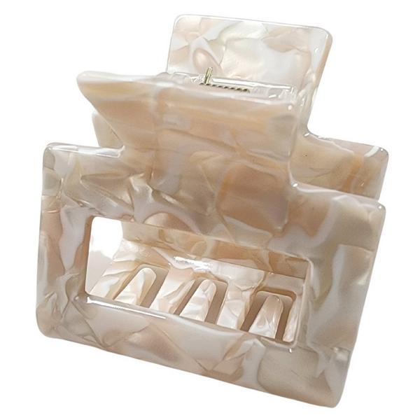 Pink Pewter Square Marbled Claw Hair Clips #3