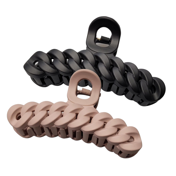 Pink Pewter Matte Chain Link Claw Hair Clips #1