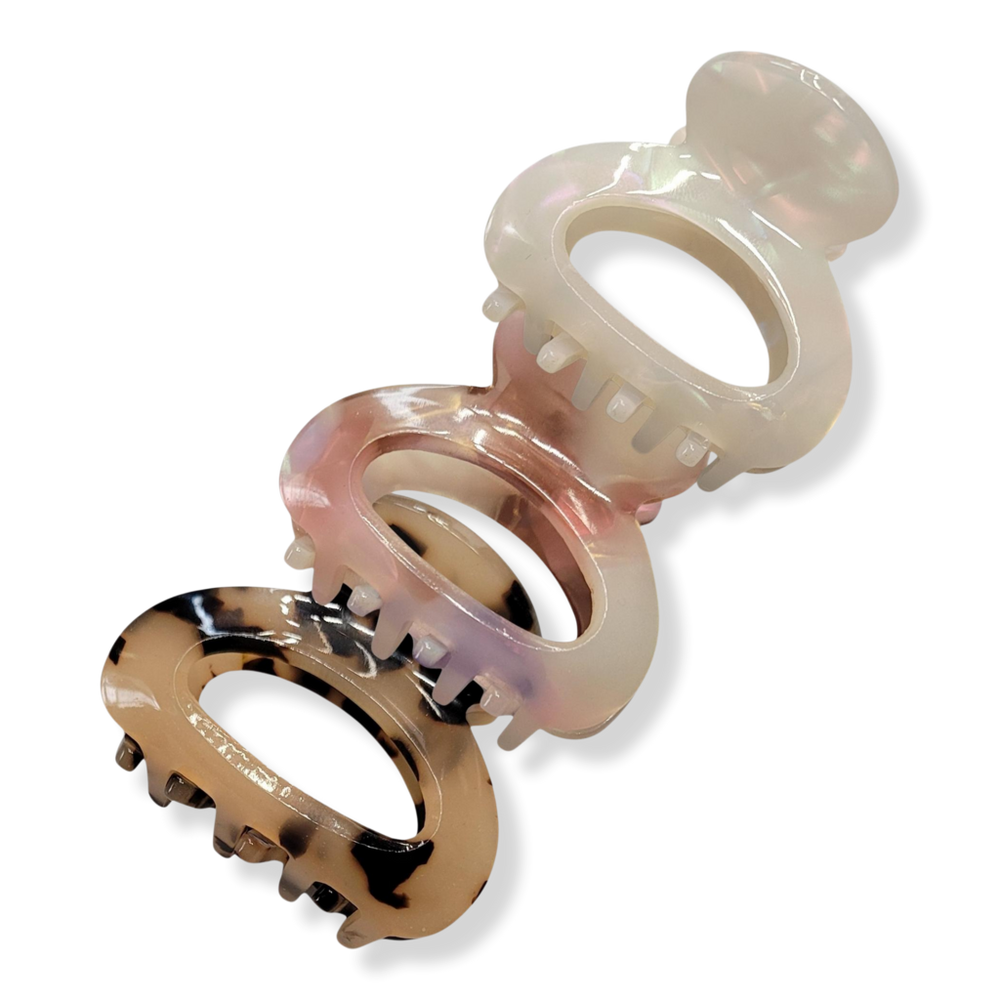 Pink Pewter Marbled Mini Claw Hair Clips