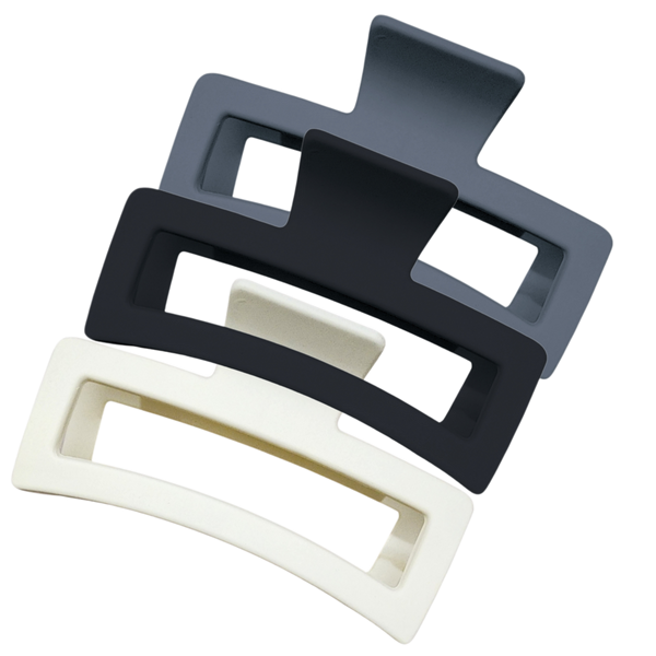 Pink Pewter Rectangle Oversized Claw Hair Clip - 3 Pack #1