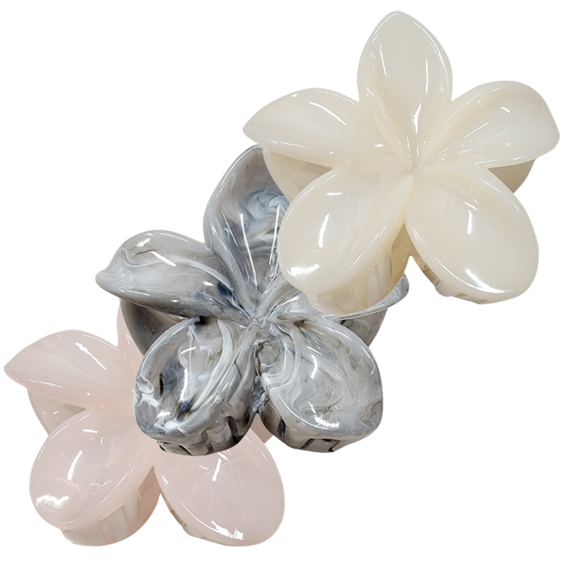 Hervé Chapelier ホワイトレザーグリップとミラーセット Pink Pewter - Floral Grace Claw Hair Clips | Ulta Beauty