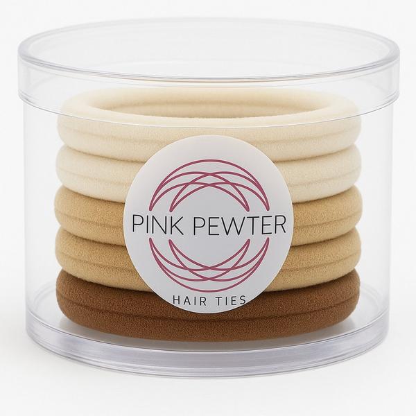 Pink Pewter Gentle Cotton Comfort Hair Ties in Cylinder #2