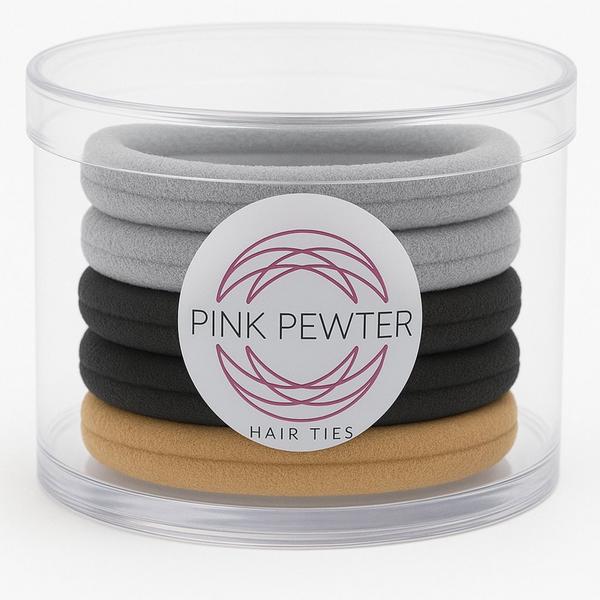 Pink Pewter Gentle Cotton Comfort Hair Ties in Cylinder #2