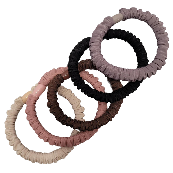 Pink Pewter Pony Elastics in Cylinder (Silky and Ruffled - 5pc) #1