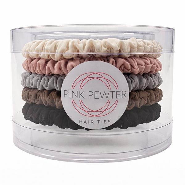 Pink Pewter Pony Elastics in Cylinder (Silky and Ruffled - 5pc) #2