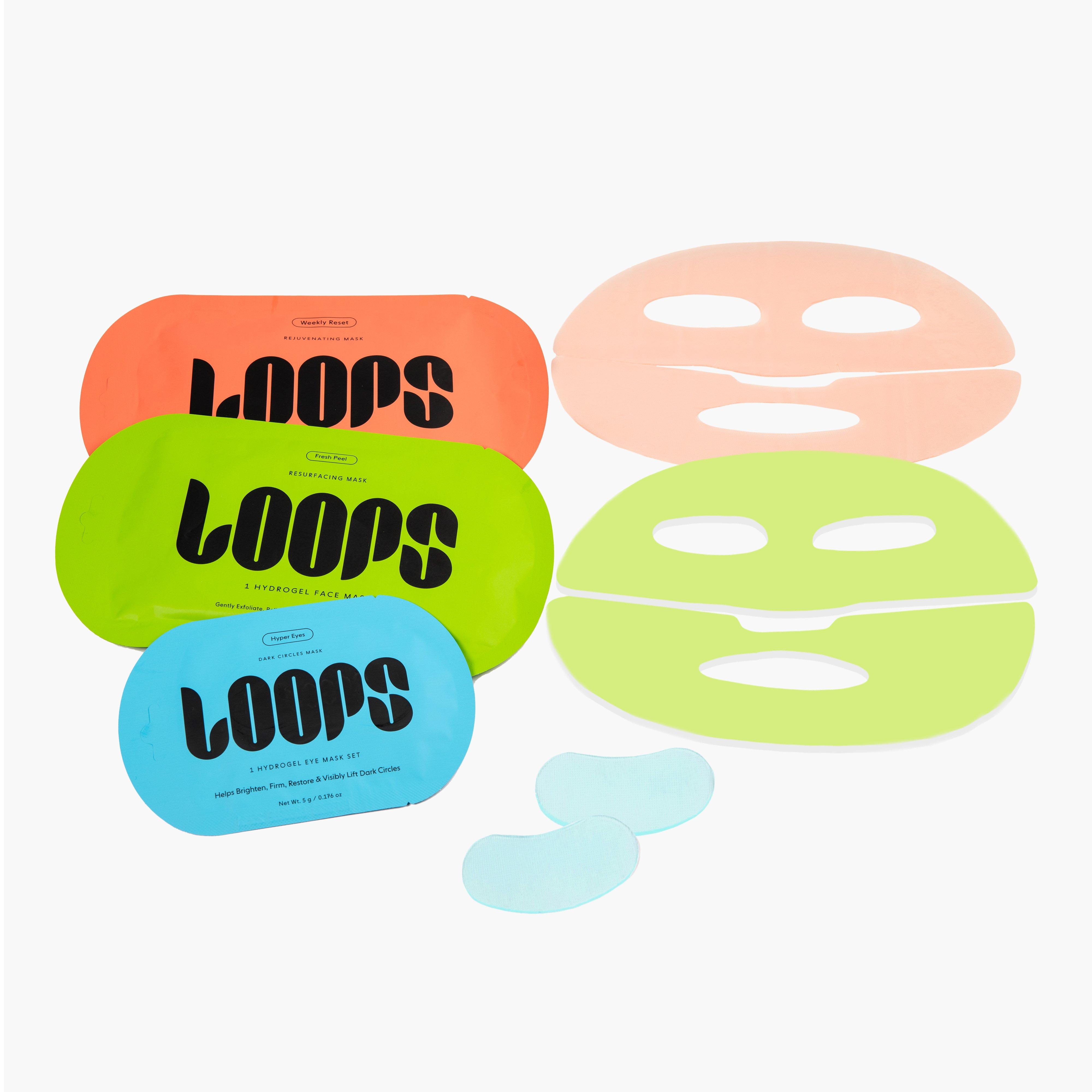 LOOPS Fresh Face Trio Assorted Hydrogel Eye & Face Masks Set #1