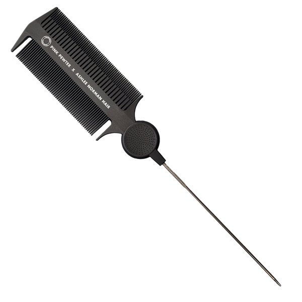 Pink Pewter Triple Threat Carbon Fibre Tease, Weave and Lock Styling Comb (Black 11") #5 #1