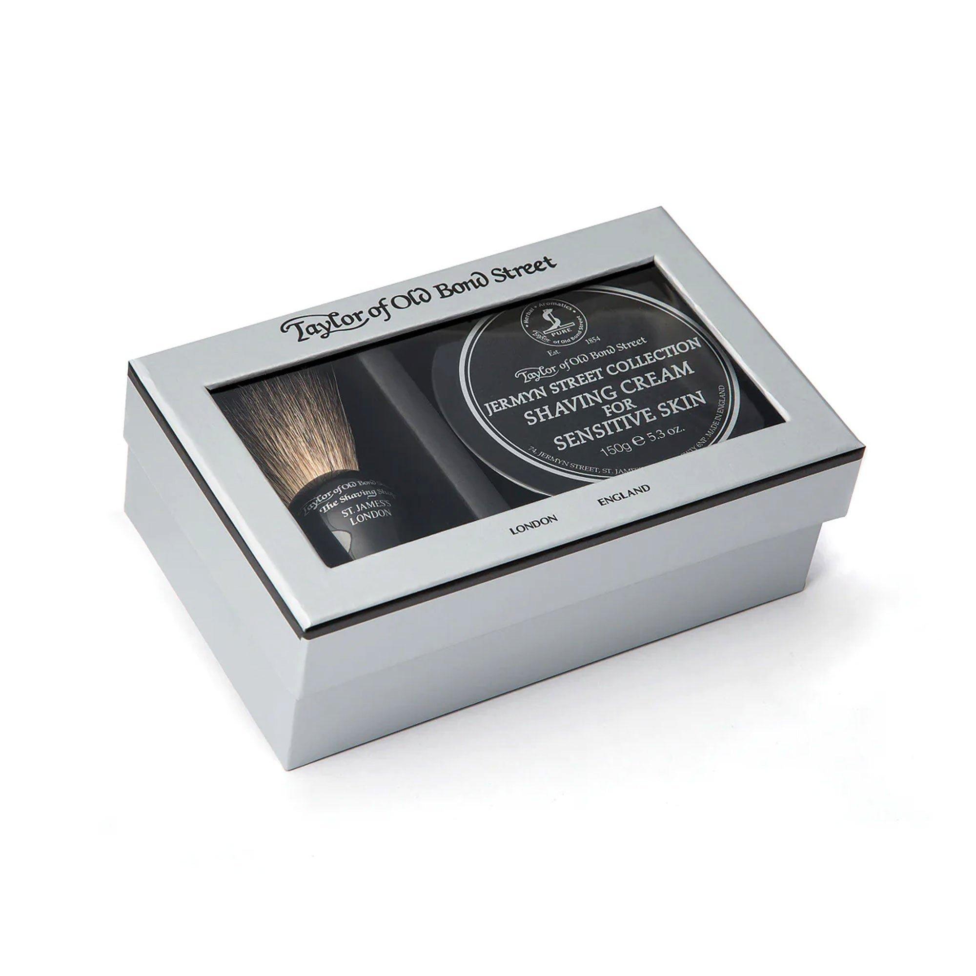 Taylor of Old Bond Street Men's Shaving Gift Box Set - Black Pure Badger Brush & Jermyn Street Shaving Cream #1