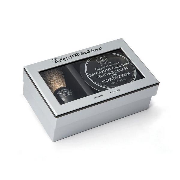 Taylor of Old Bond Street Men's Shaving Gift Box Set - Black Pure Badger Brush & Jermyn Street Shaving Cream #1