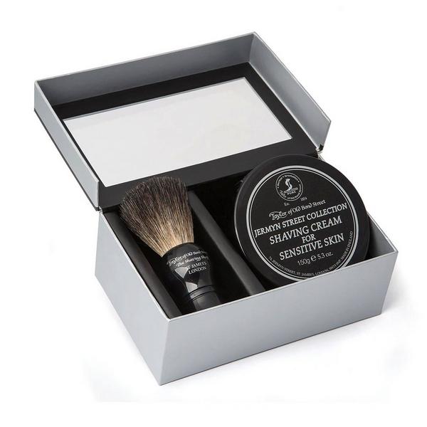 Taylor of Old Bond Street Men's Shaving Gift Box Set - Black Pure Badger Brush & Jermyn Street Shaving Cream #2