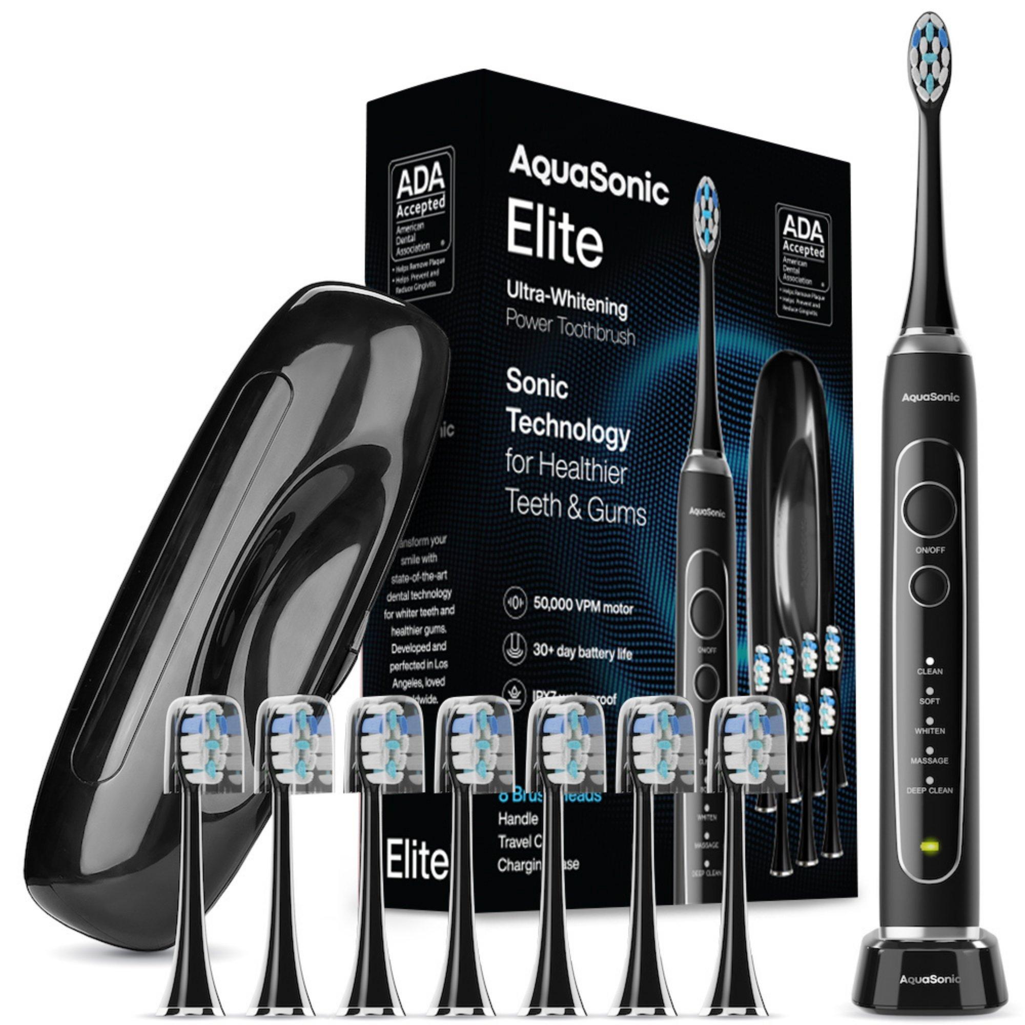 AquaSonic Elite Rechargeable Electric Toothbrush with 8 Brush Heads & Travel Case #1