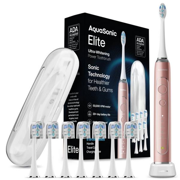AquaSonic Elite Rechargeable Electric Toothbrush with 8 Brush Heads & Travel Case #1