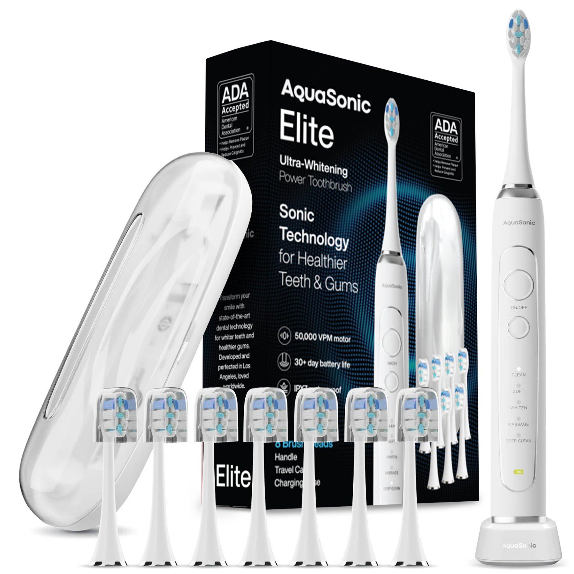 AquaSonic Elite Rechargeable Electric Toothbrush with 8 Brush Heads & Travel Case #1