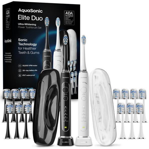AquaSonic Elite Duo Rechargeable Electric Toothbrush Set #1
