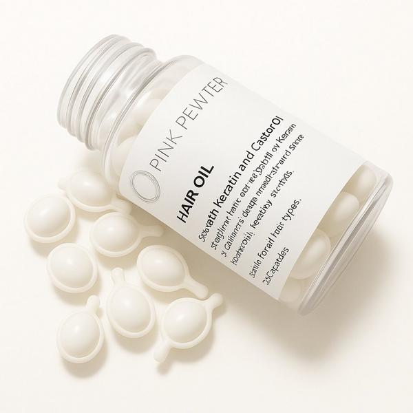 Pink Pewter Hair Oil Capsules: Strengthening with Olive, Jojoba, Sunflower, Castor, Rosemary + Keratin #2