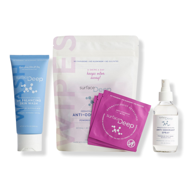 Surface Deep Deodorant Wipes, Spray and pH Balancing Skin Wash Kit #1