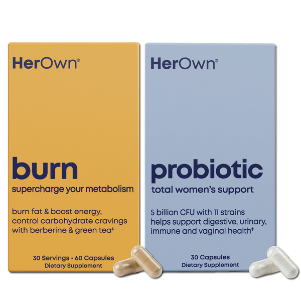 Her Own Burn + Probiotic Capsules: Metabolism & Digestive Support Bundle #1