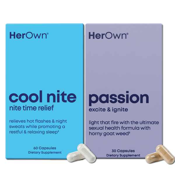 Her Own Cool Nite + Passion Capsules: Nighttime Menopause Relief & Intimacy Support Bundle #1