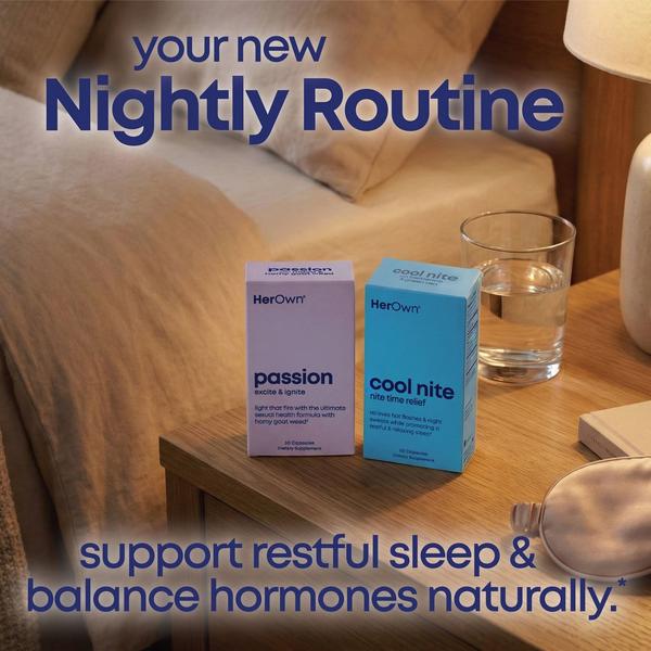 Her Own Cool Nite + Passion Capsules: Nighttime Menopause Relief & Intimacy Support Bundle #4