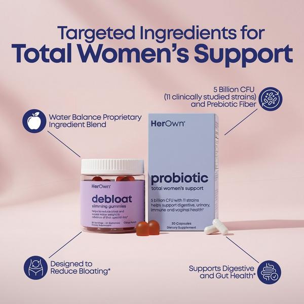 Her Own Debloat Gummies + Probiotics Capsules: Digestive & Bloat Support Bundle #2