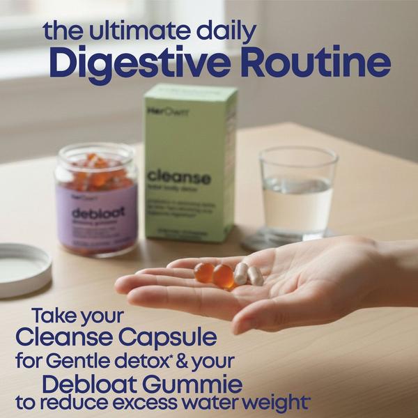 Her Own Debloat Gummies + Cleanse Capsules: Digestive Support & Bloat Relief Bundle #3