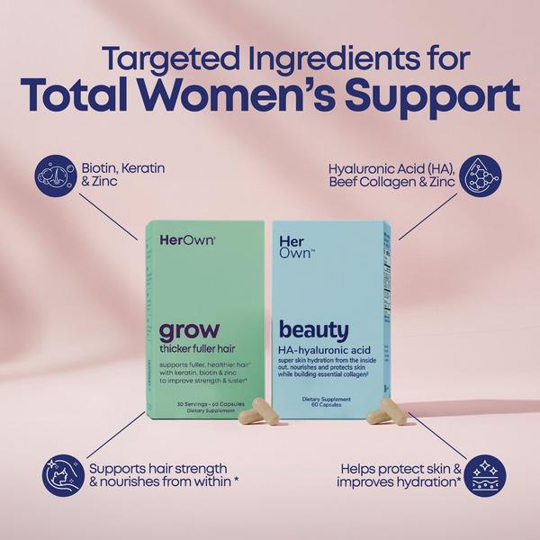 Her Own Beauty + Grow Capsules: Women’s Beauty Support Bundle for Skin Hydration #2