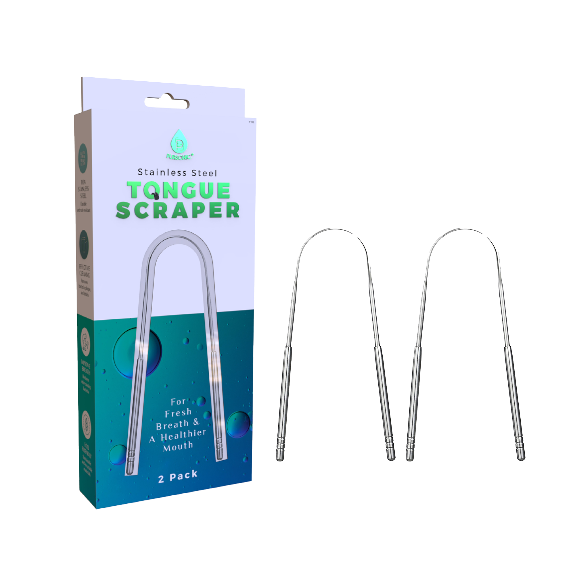 PURSONIC Stainless Steel Tongue Scraper #1