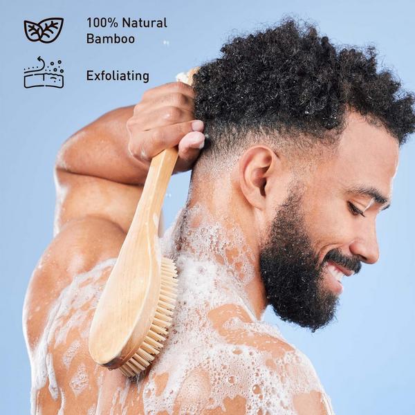 PURSONIC Bath Body Brush With Long Bamboo Handle #2