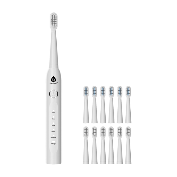 PURSONIC USB Rechargeable Electric Toothbrush with 12 Brush Heads #1