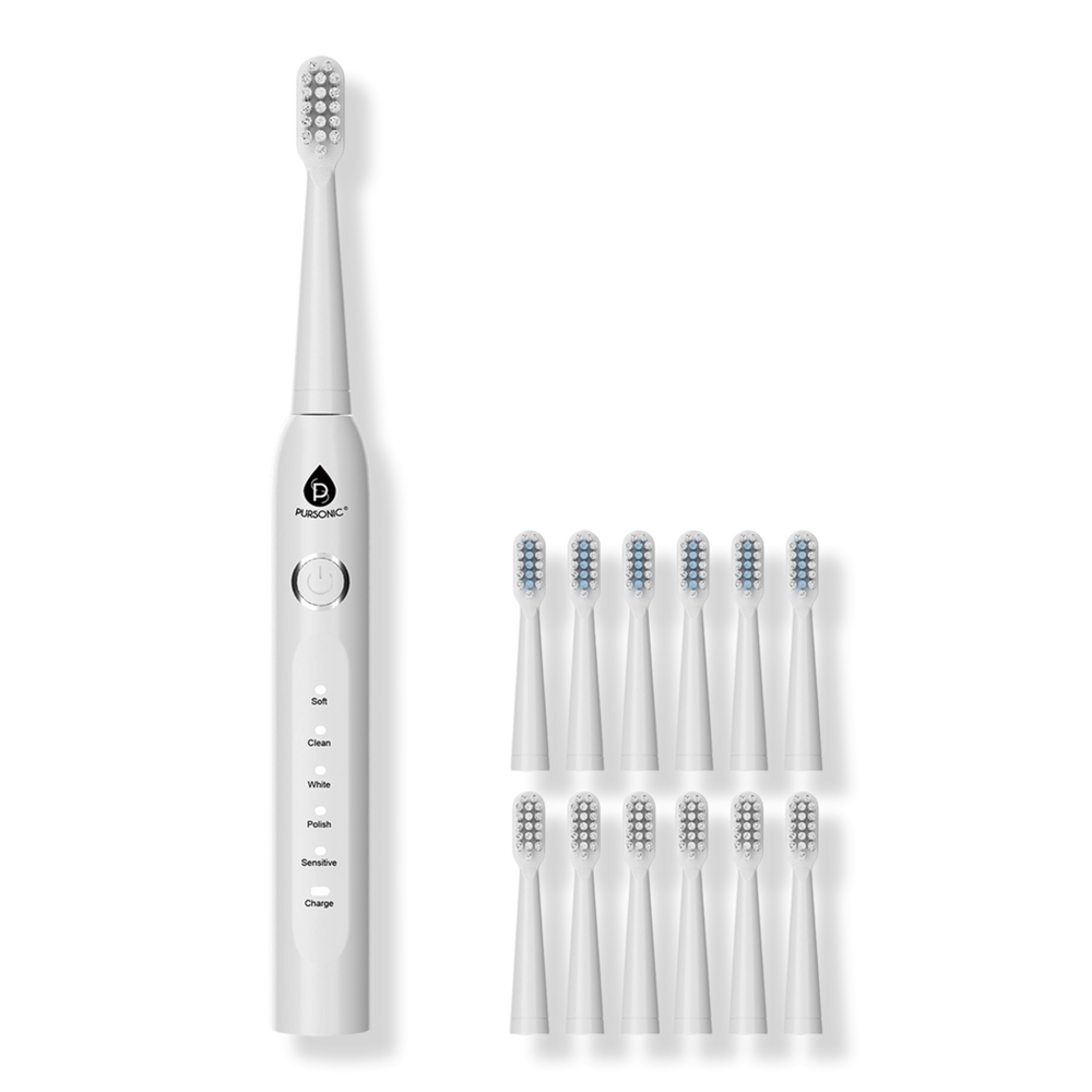 Pursonic USB Rechargeable Electric Toothbrush + 12 Heads, 40% Off