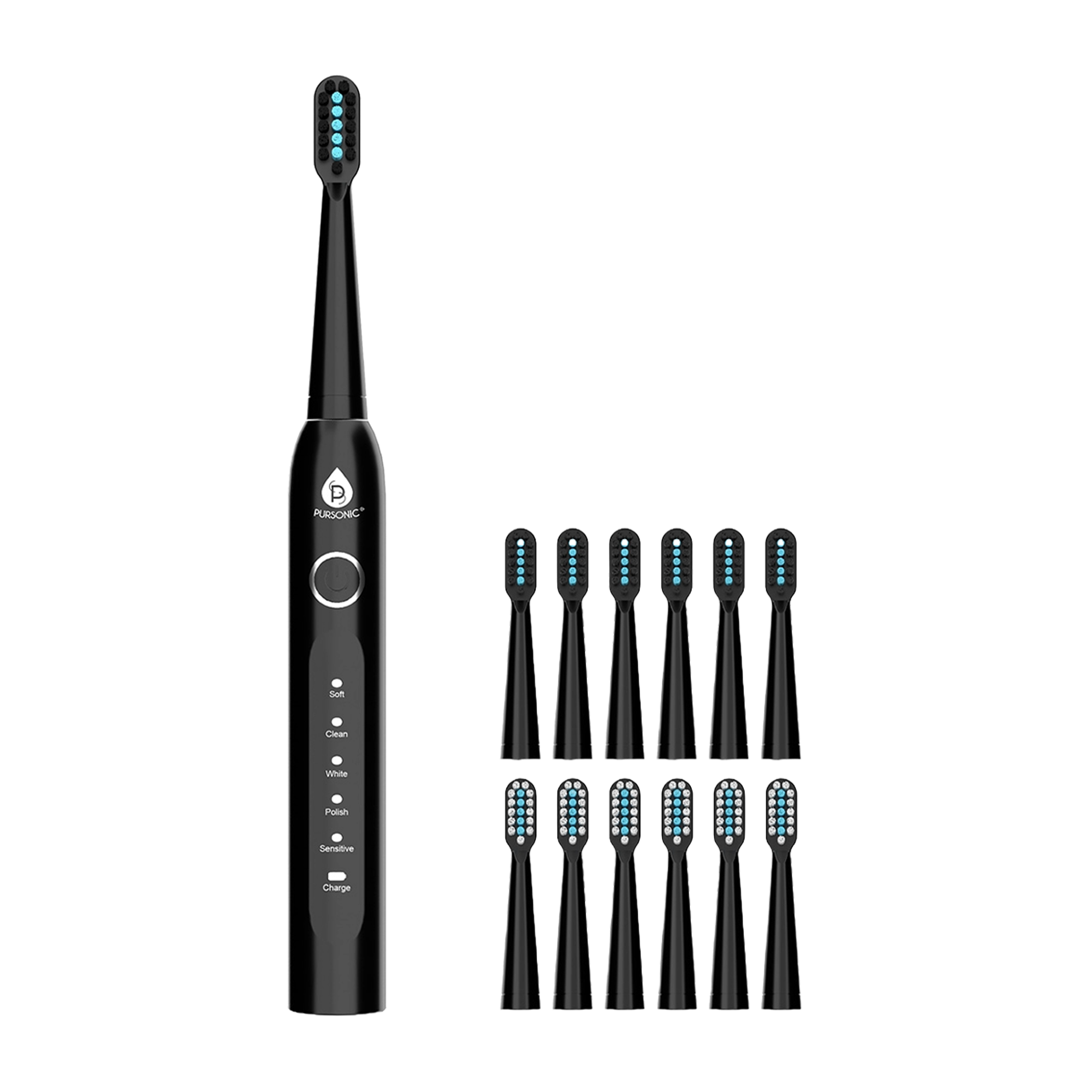 PURSONIC USB Rechargeable Electric Toothbrush with 12 Brush Heads #1