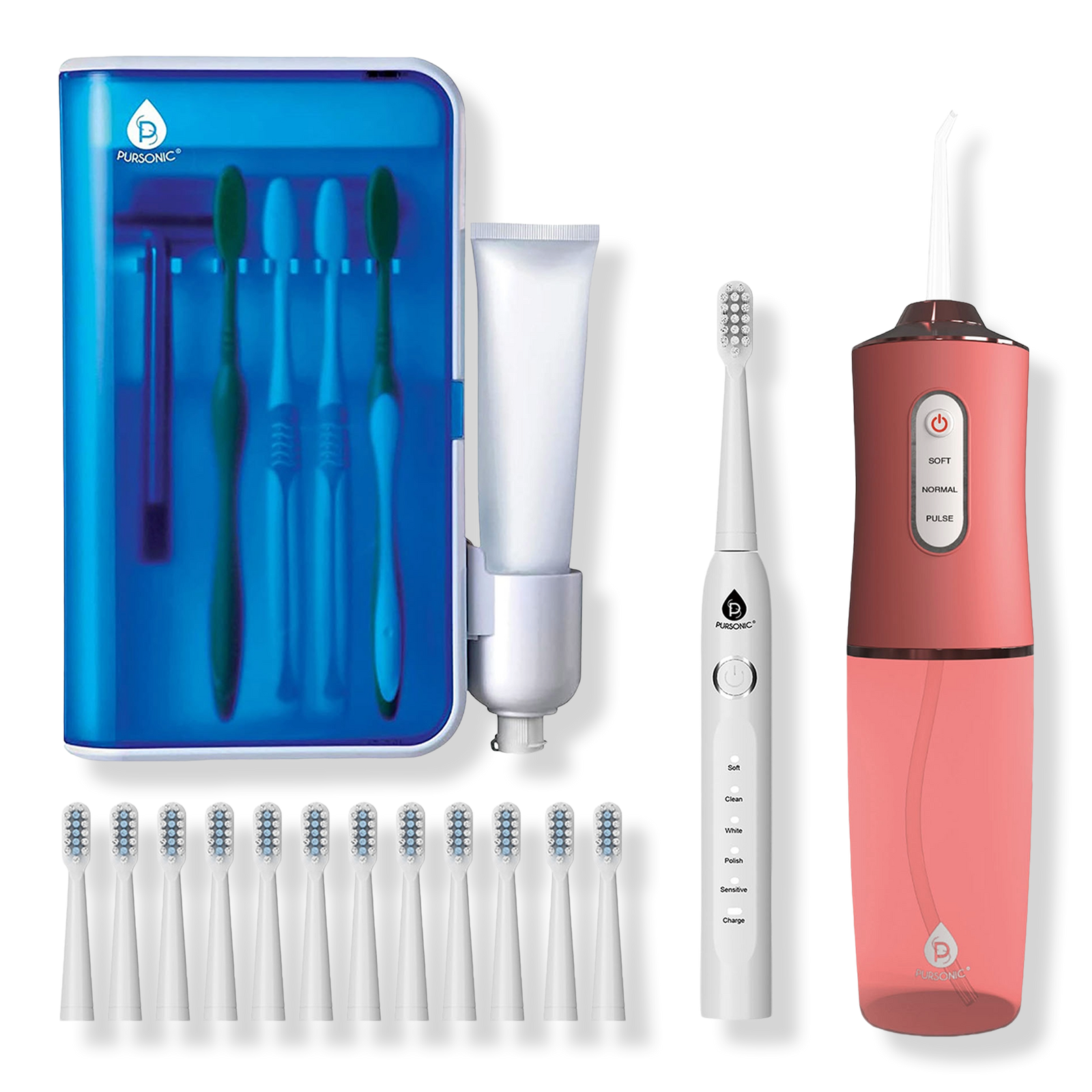 PURSONIC - Pink USB Rechargeable Sonic Toothbrush, Water Flosser  display picture 1