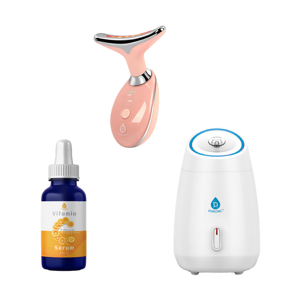 PURSONIC Facial Steamer, 7-in-1 LED Light Therapy Device & Vitamin C 20% Serum #1